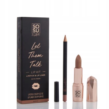 SOSU Zestaw Let Them Talk Lip Kit POMADKA + KONTURÓWKA NUDIST