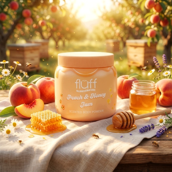 Fluff Blend & Scent Puder do ciała, Peach & Honey Jam 60 g - obrazek 4